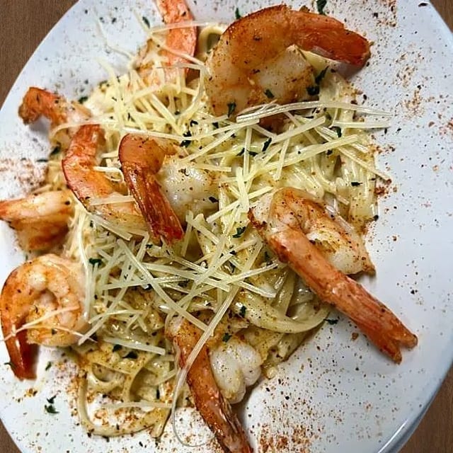 Parmesan Garlic Shrimp Pasta.